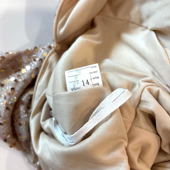 NEW Gold Prom Dress, Gold Dress, Gold Maxi Dress, Sequin Dress, Size 14/Large - Picture 9 of 11